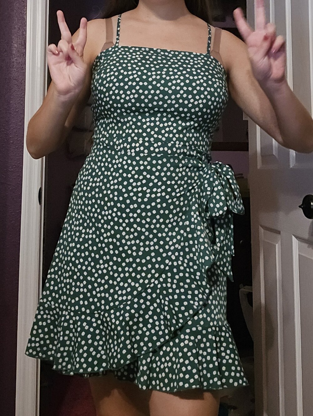 NWT Zaful Size 6 Green Ditzy Floral Tie-Side Ruffle Mini Dress - Picture 1 of 9
